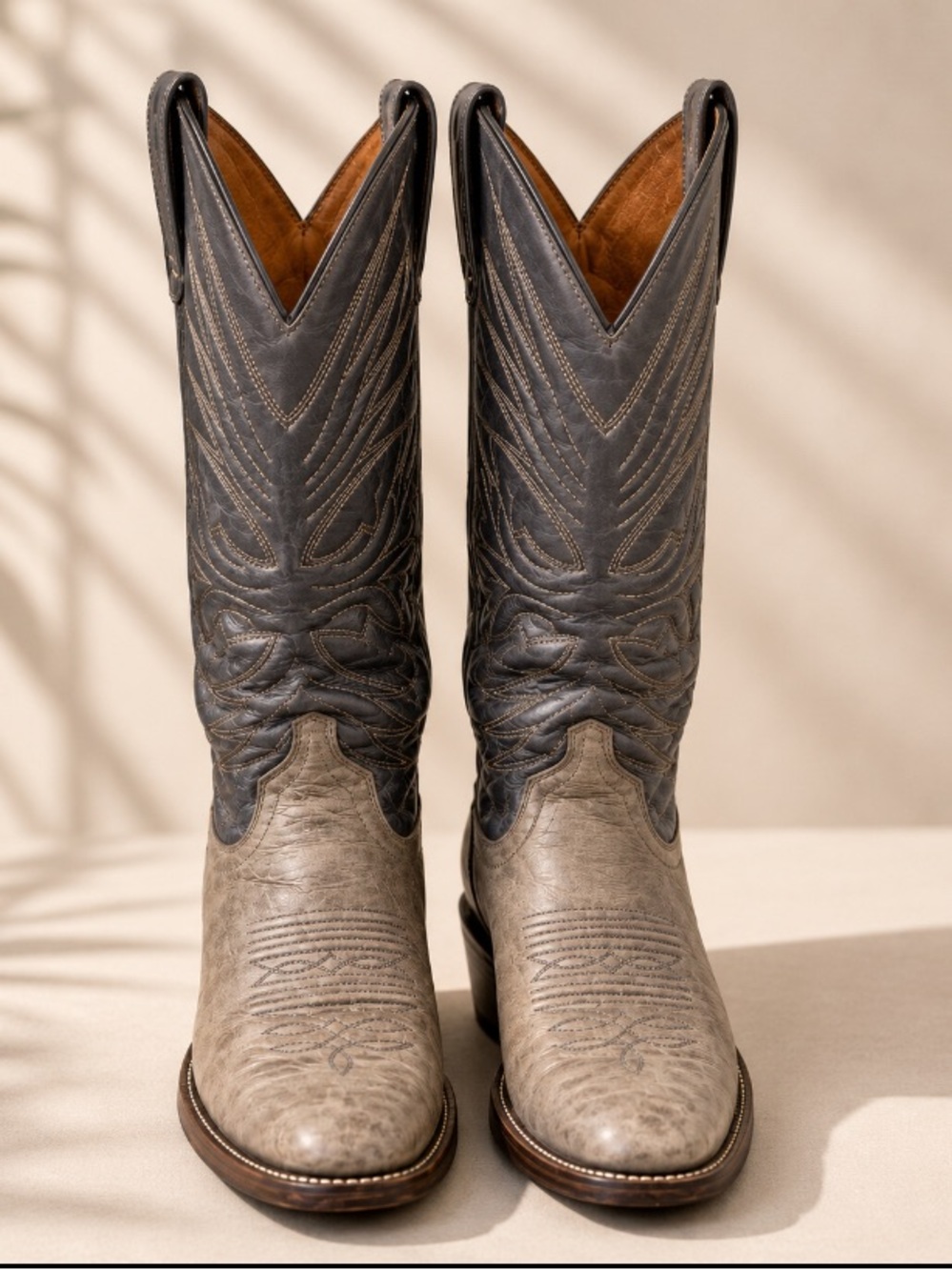 Vintage Dan Post Two Toned Gray Antelope 1970’s-80’s Western Boots